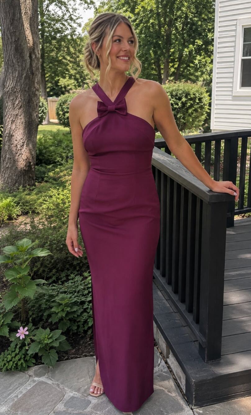 SAU LEE Eloise Bow Front Gown in Boysenberry Size 8